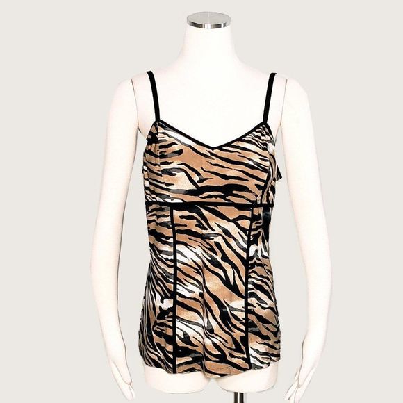 Cache Tops - Cache Print Cami with Piping NWT